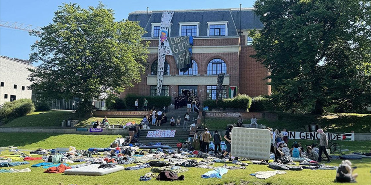 Brüksel polisi üniversitedeki Filistin'e destek eylemine müdahale etti