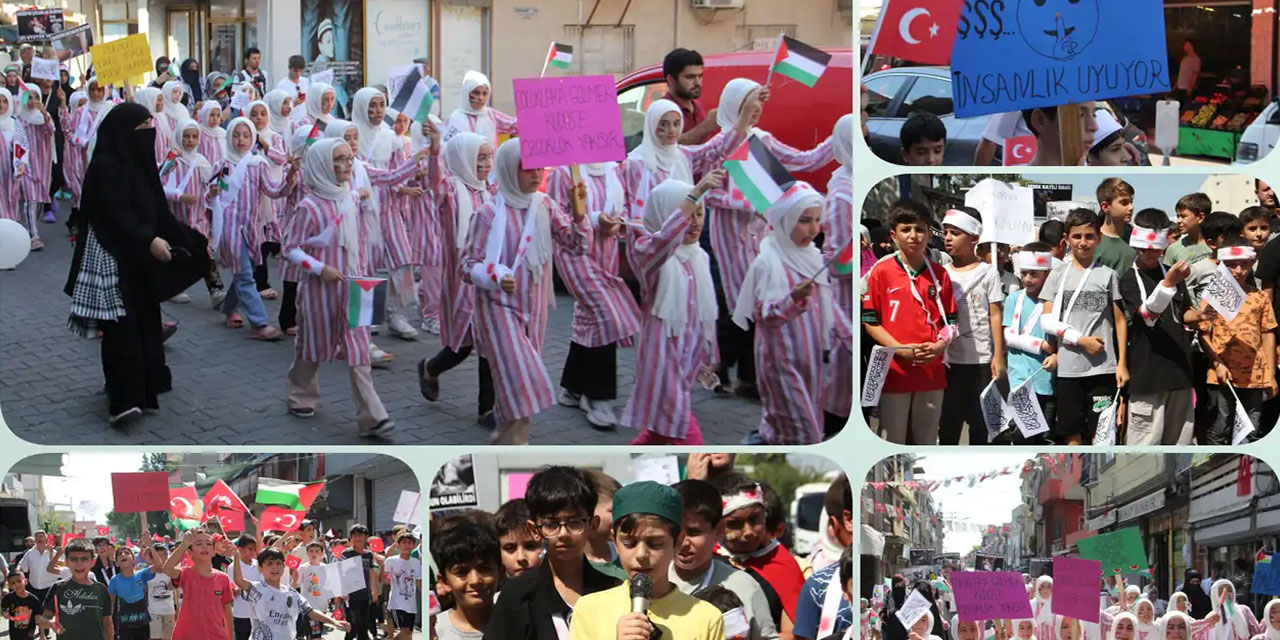 Yaz Kur'an Kursu öğrencileri Gazze için yürüdü