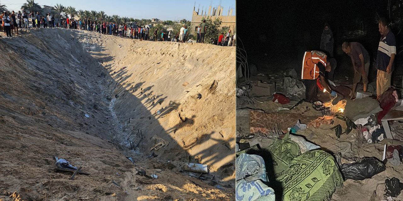 Katil israil çadırlara füze ile saldırdı, çukurlara gömülüp tamamen yok olan onlarca kişi var