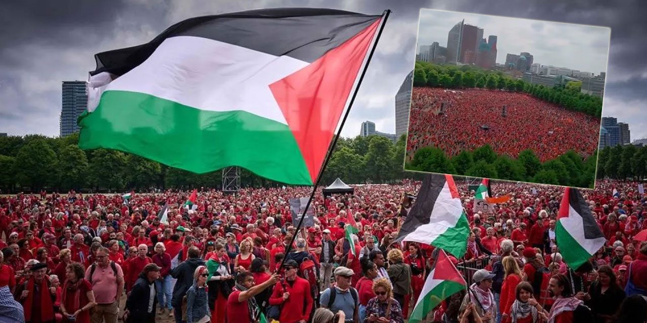 Hollanda'da 100 bin kişi israile karşı meydanlarda