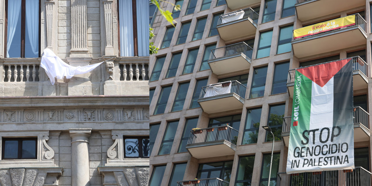 İtalya'da 200 belediye destekledi: Balkonlara Filistin bayrakları ve kefenler asıldı