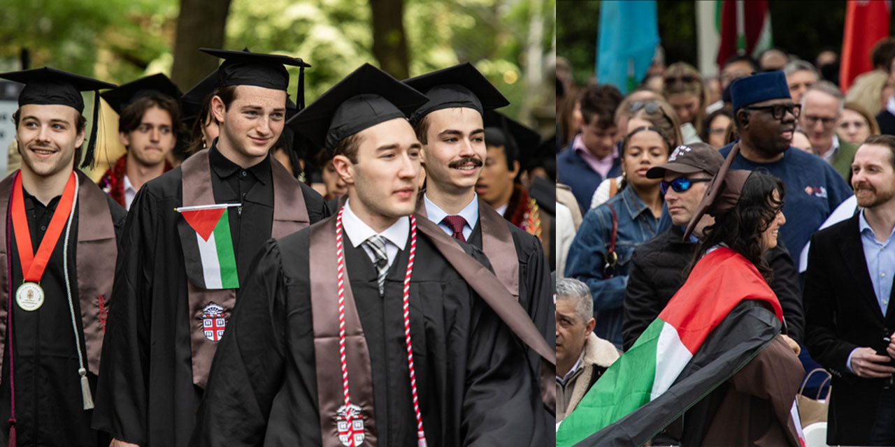 ABD'de Brown Üniversitesindeki mezuniyet töreninde öğrenciler Filistin bayrakları taşıdı