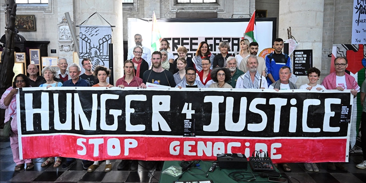 Brüksel'de bir kilisede Filistin için açlık grevi başlatıldı