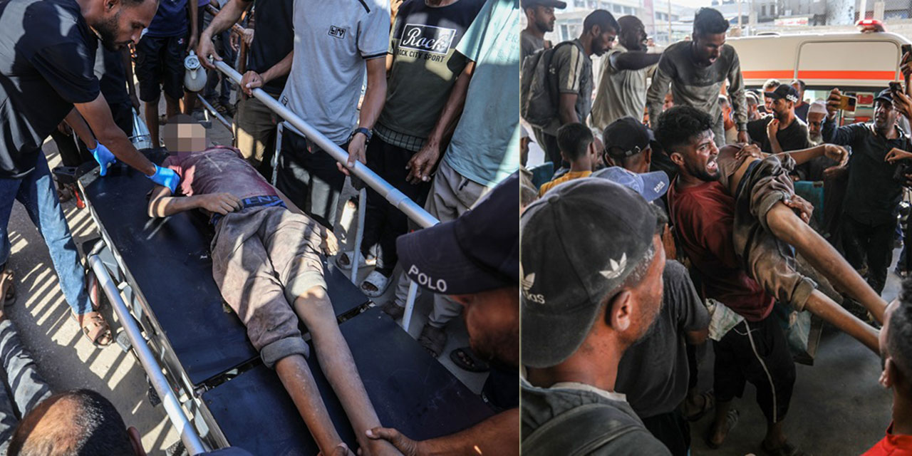 Alçak israil, yardım almak isteyen Filistinlileri demir bariyerler arasına kapatıp öldürdü