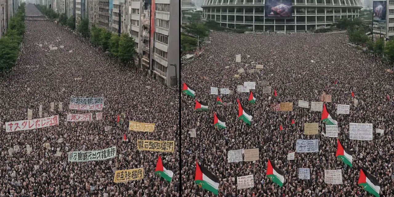 Japonya'da onbinler 'Gazze'de soykırım dursun' diye meydanlarda