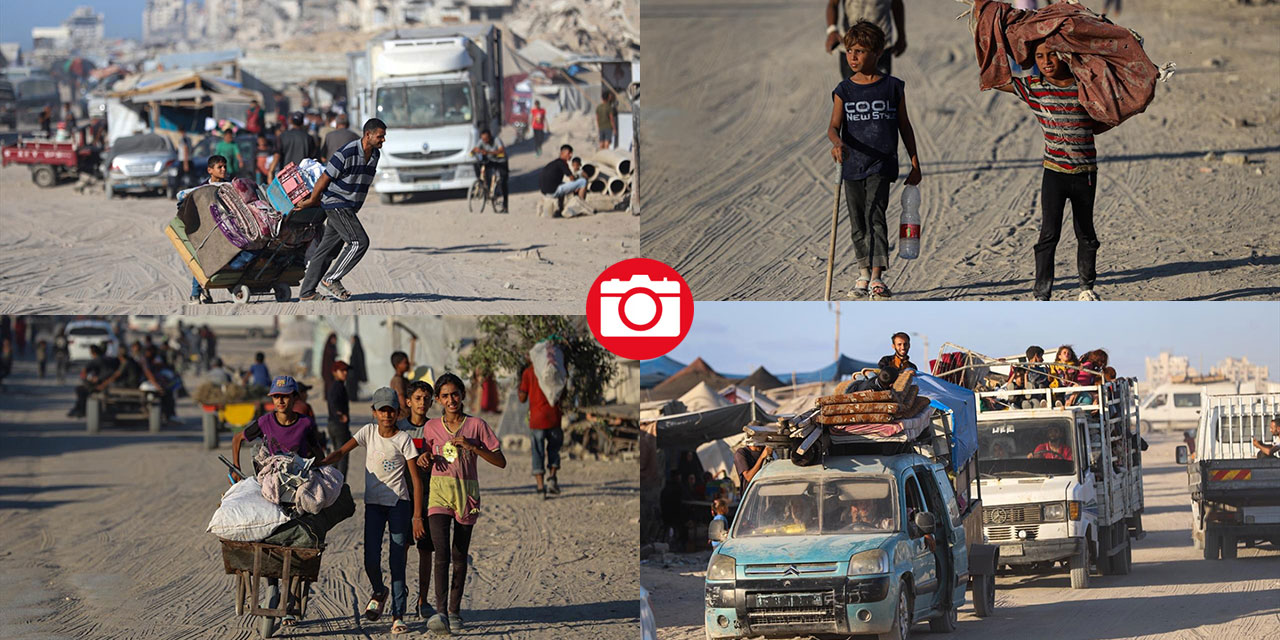 Katil israil yüzünden Gazzelilerin göçü sürüyor