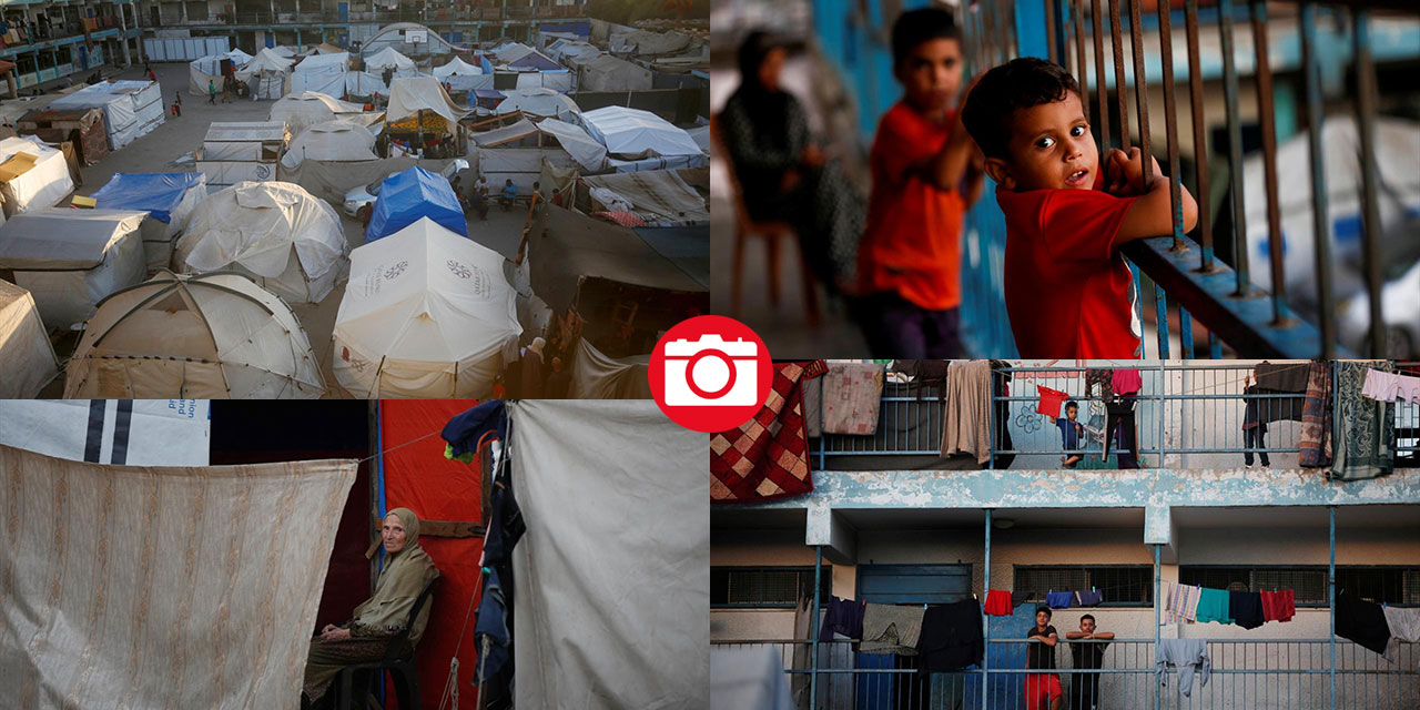 Göç eden Gazzeliler, Deyr Belah'taki UNRWA okullarına sığındı