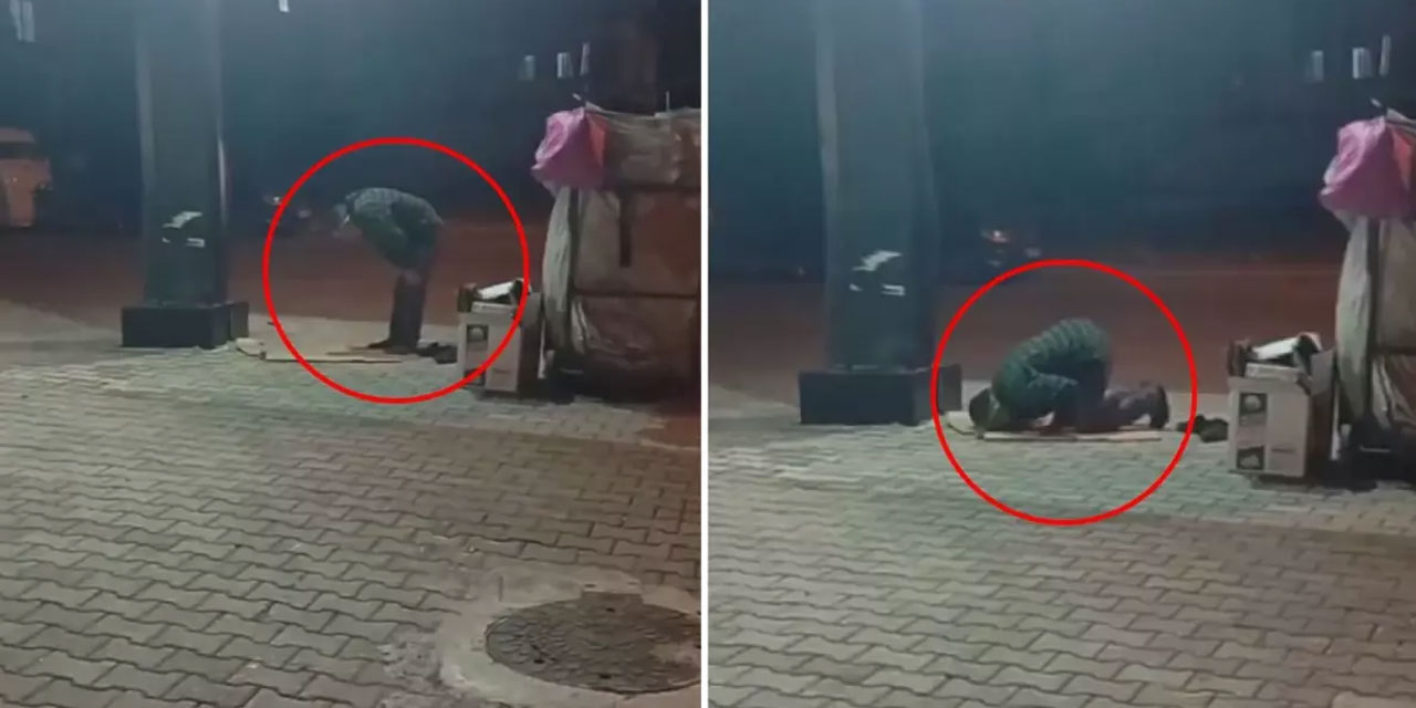 Namaz kılan kağıt toplayıcısına yorum yapınca tepki yağdı