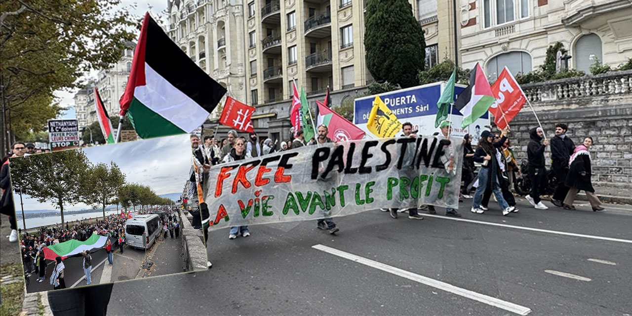 İsviçre ve Almanya'da Gazze'ye destek yürüyüşü: Terörist israil!