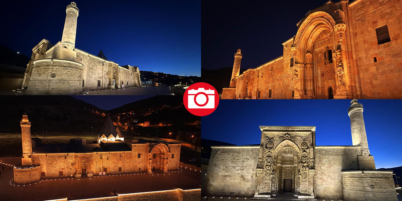 Taşa nakşedilen tarihi eserin ışıklı görüntüsü