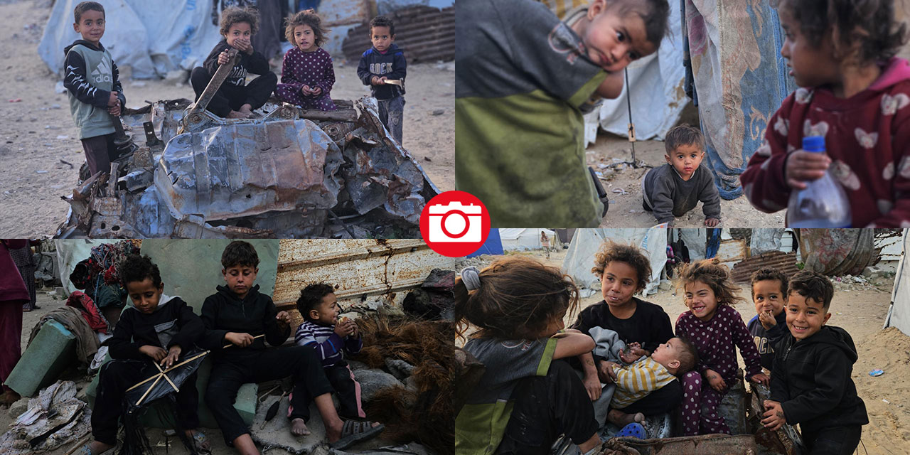 Han Yunus’ta yerinden edilen Filistinli çocuklar