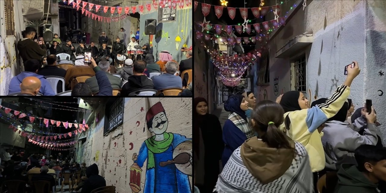 Gazze’de yıkımın izleri arasında ramazan gecesi programı düzenlendi