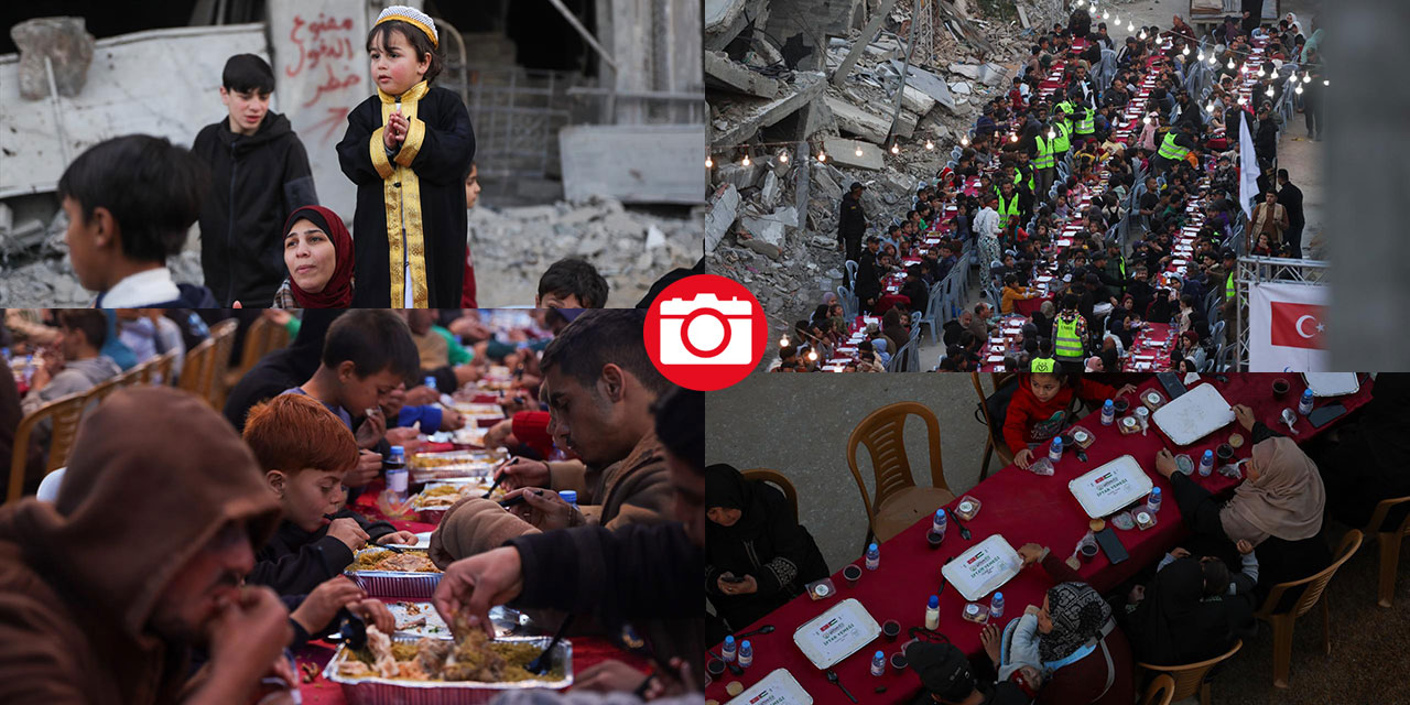 Gazze'de yerinden edilen Filistinliler için iftar düzenlendi