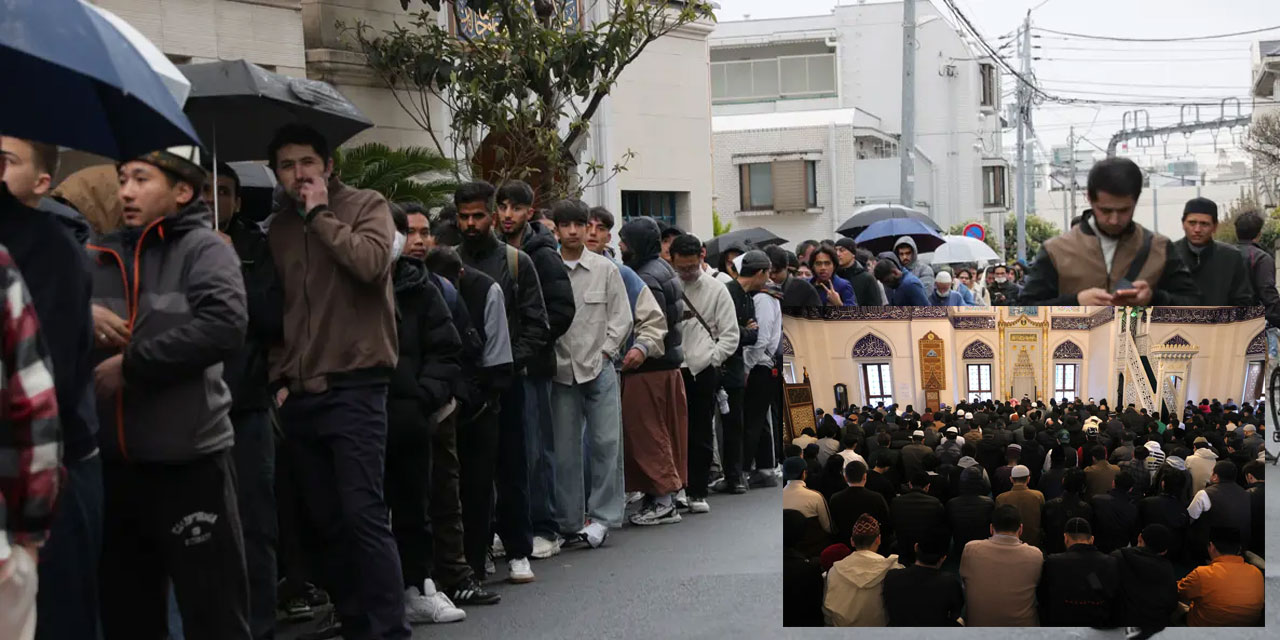 Japonya'da bayram namazı kuyruğu: Tam 5 kere kılındı