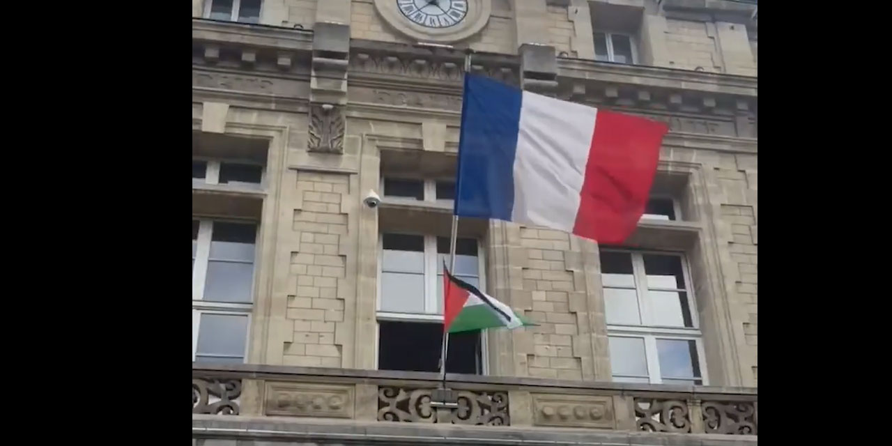 Fransa’da bir belediye, belediye binasına Filistin bayrağı astı