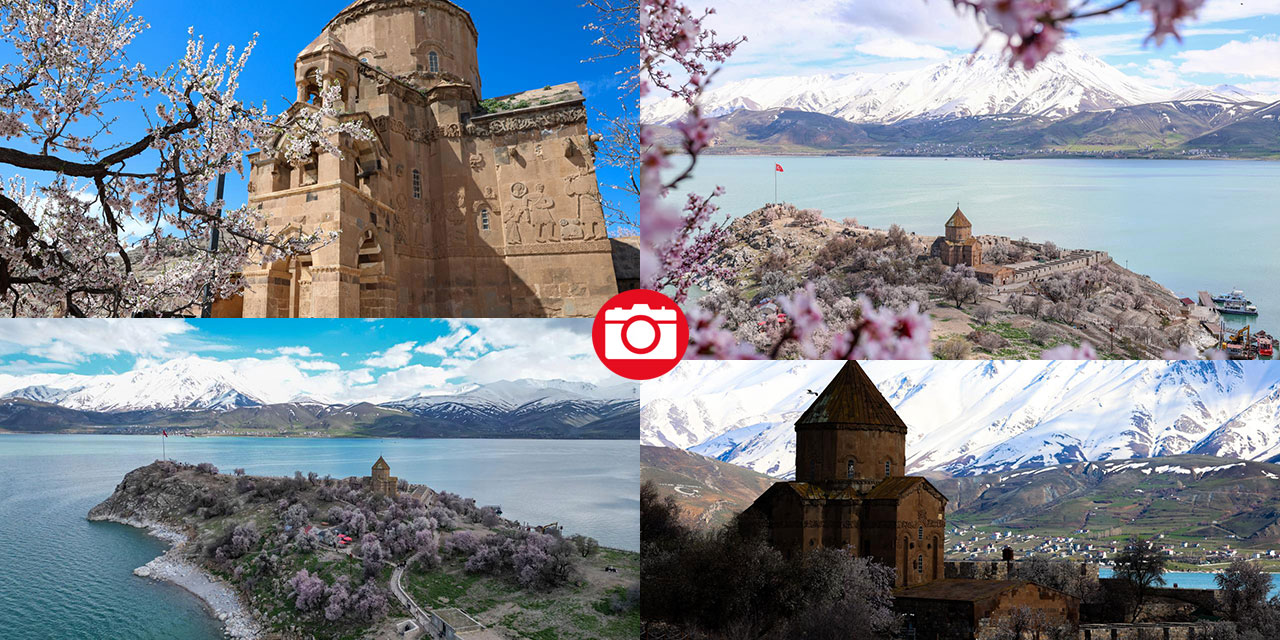 Bir yanda kar, bir yanda çiçek: Akdamar