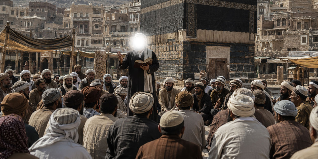 Muhammedü'l-Hâşimî (asm) Kur'ân'ın lisanıyla dedi ki: O kafilenin reisi ve hatîbi benim