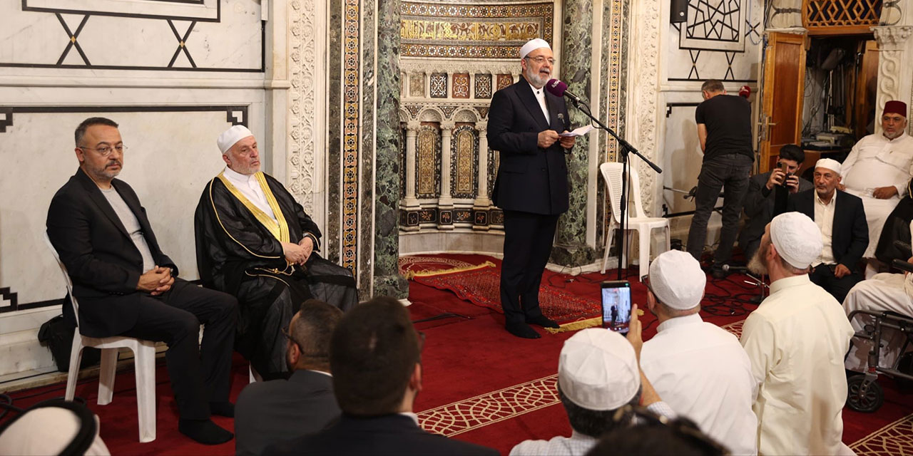 Mehmet Görmez Emevi Camii'nde cemaate hitap etti: Bediüzzaman'ın çağrılarını yenileme imkânı buldum