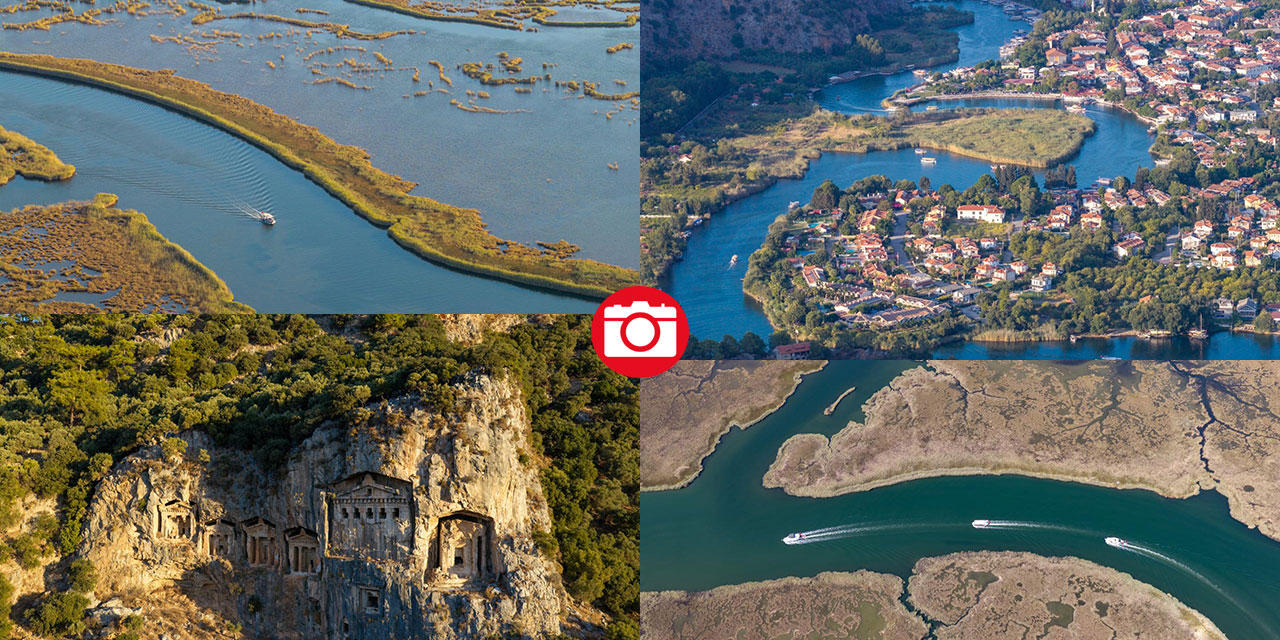 Dalyan'ın güzellikleri havadan görüntülendi