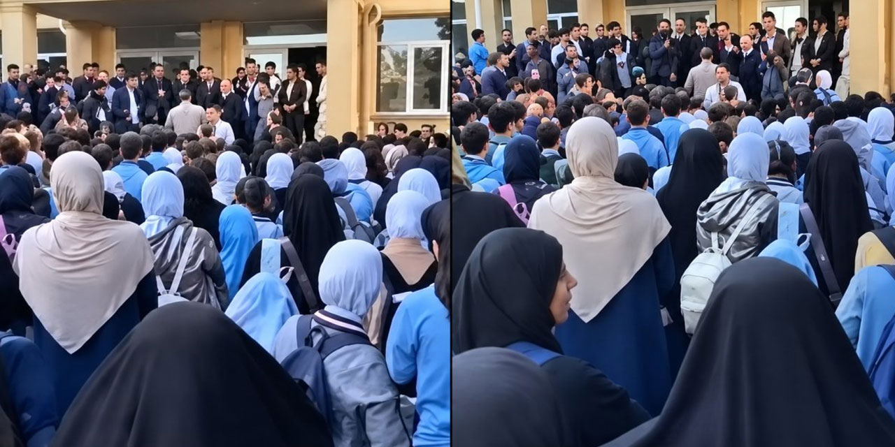 Azerbaycan'da başörtüsü yasağına tepki: Başını örten de örtmeyen de okul önüne koştu