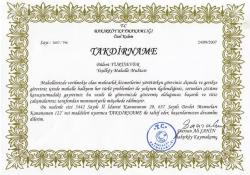 Sürmene'de başarılı kamu müdürlerine takdirname verildi