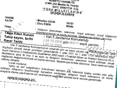 Jandarma sahte belgeyle dinliyor