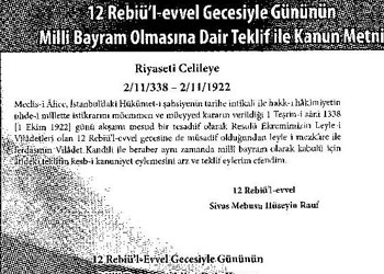 TBMM Kutlu Doğumu Millî Bayram kabul etmiş