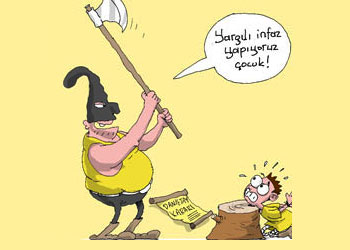 Meslek liselerine yargılı infaz-Karikatür