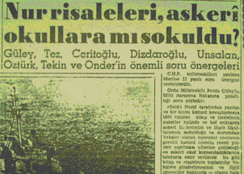 Nur Risaleleri askeri okullara mı sokuldu?