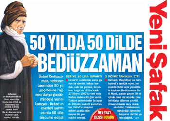 Yeni Şafak'a 'Said Nursi' teşekkürü