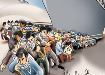 Gazze gemileri karadan da çekilir-Karikatür