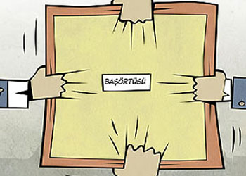 Başörtüsü çözümsüzlüğe terkedilir-Karikatür