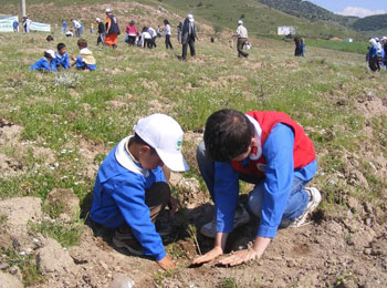 150 öğrenci 5 bin fidan dikti