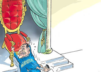 Koltuğa nasıl yapışmış mübarek-Karikatür