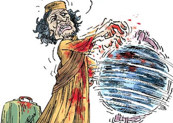 Kaddafi'ye dünya küçük gelir-Karikatür