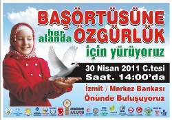 İzmit'te Başörtüsüne özgürlük yürüyüşü