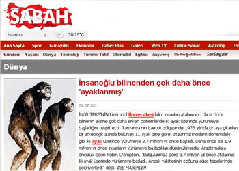 Sabah gazetesinden evrime destek mi?