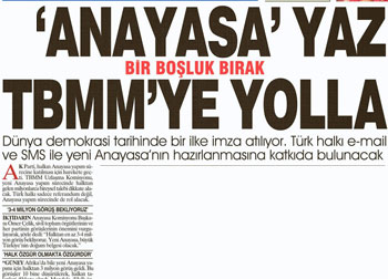 Anayasa için e-mail ve SMS ile görüş alınacak