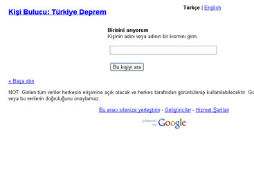 Deprem çalışmalarına Google da katıldı