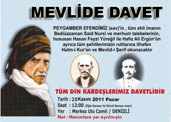 Denizli mevlidi yarın yapılıyor