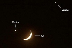 Ay, Venüs ve Jüpiter, Ay'a eşlik edecek