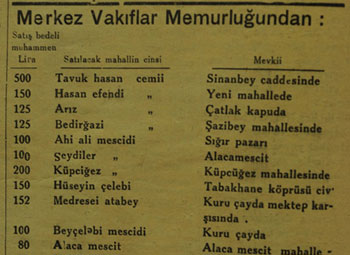 Gazete ilanıyla satılan 16 cami!