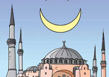 Ay ve yıldız Ayasofya'ya gülümsüyor-Karikatür