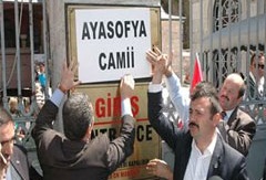 BBP, Ayasofya'ya 'CAMİ' levhası astı