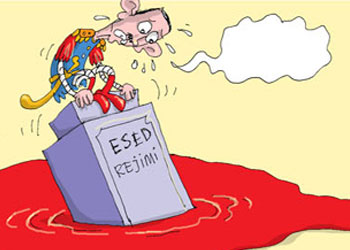Esad rejimi boğuluyor-Karikatür