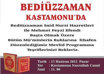 Kastamonu Bediüzzaman Mevlidi yarın