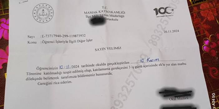 Sonradan görmelik böyle bir şey: 10 Kasım törenine katılmayan öğrenciden savunma istendi